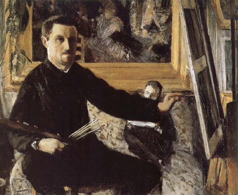 Gustave Caillebotte The self-portrait in front of easel Spain oil painting art